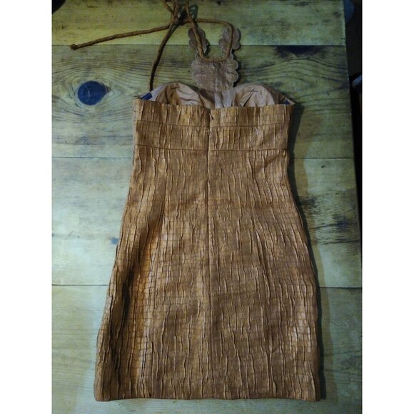 Muse Boston Proper Womens 4 Semi Formal Dress Prom Halter Neck Bronze Jeweled - Picture 2 of 5